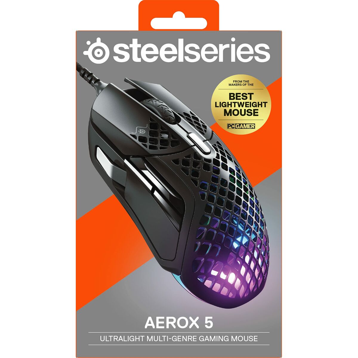 Ratón Gaming SteelSeries Aerox 5 Gaming Negro Con cable Luces LED