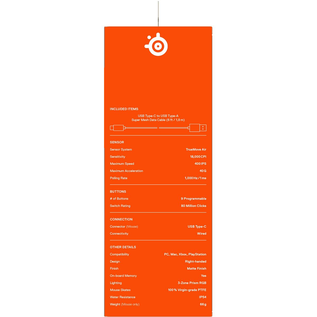 Ratón Gaming SteelSeries Aerox 5 Gaming Negro Con cable Luces LED