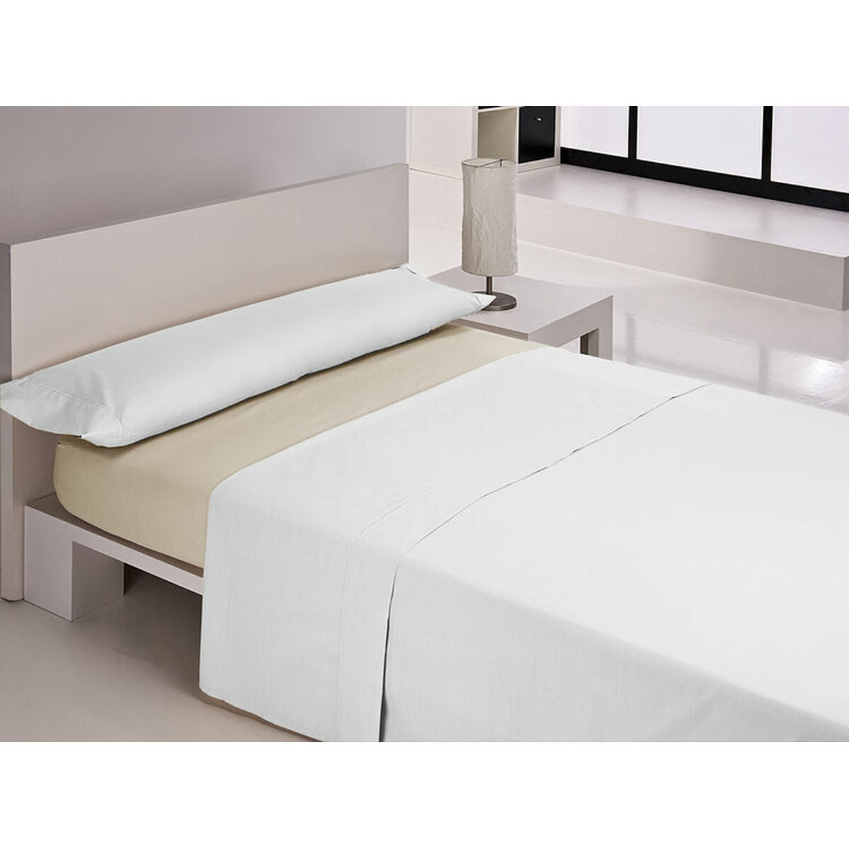 Sábana Bajera Ajustable Happy Home MIX COLORS Beige Cama de 180 180 x 200 + 30 cm