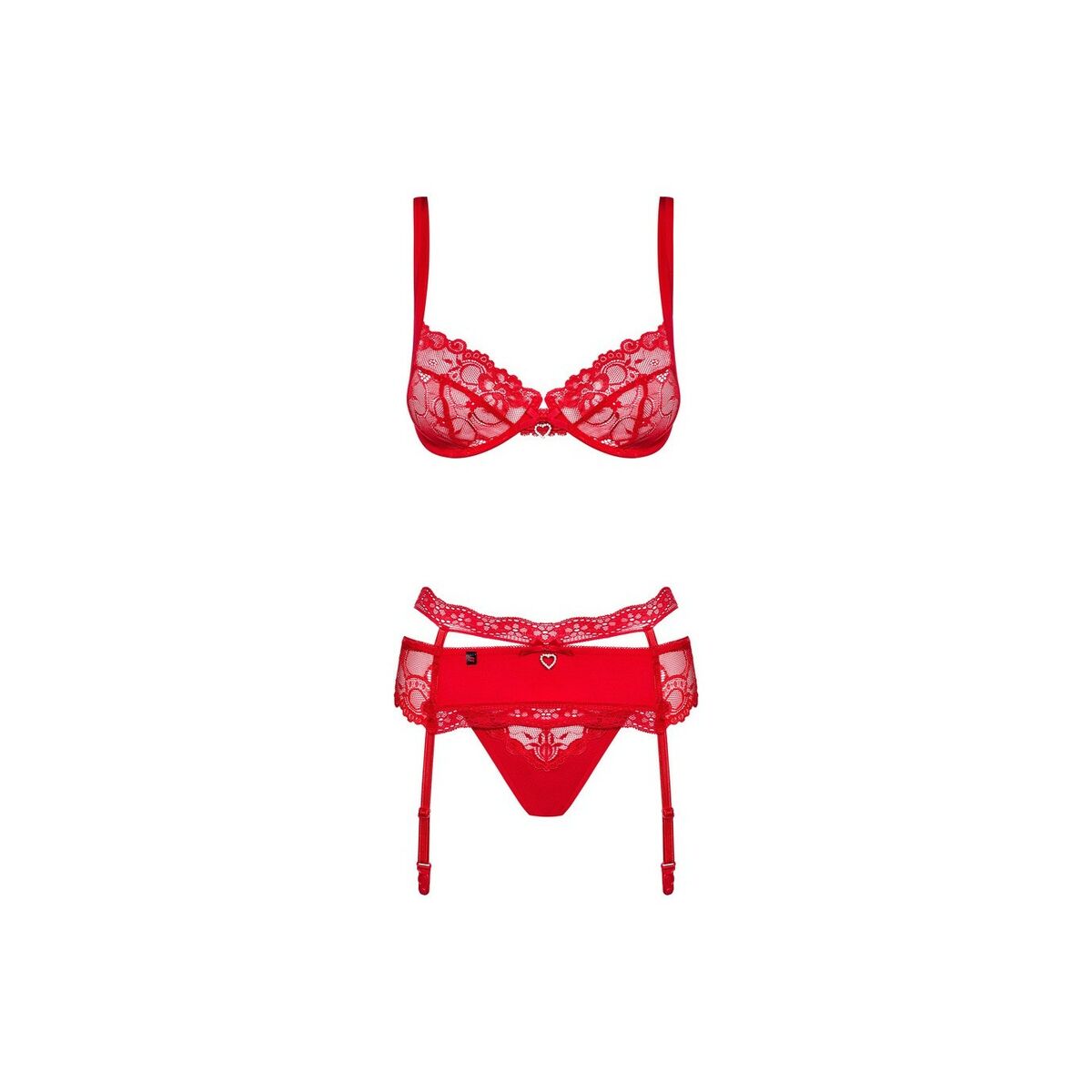 Conjunto de Lencería con Encaje Obsessive Heartina Rojo L/XL