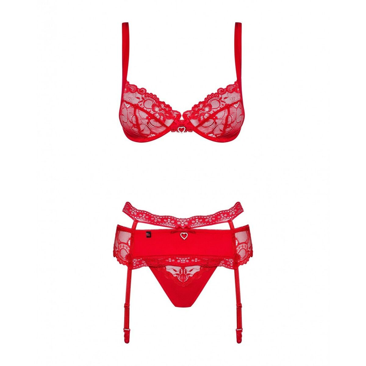 Conjunto de Lencería con Encaje Obsessive Heartina Rojo L/XL
