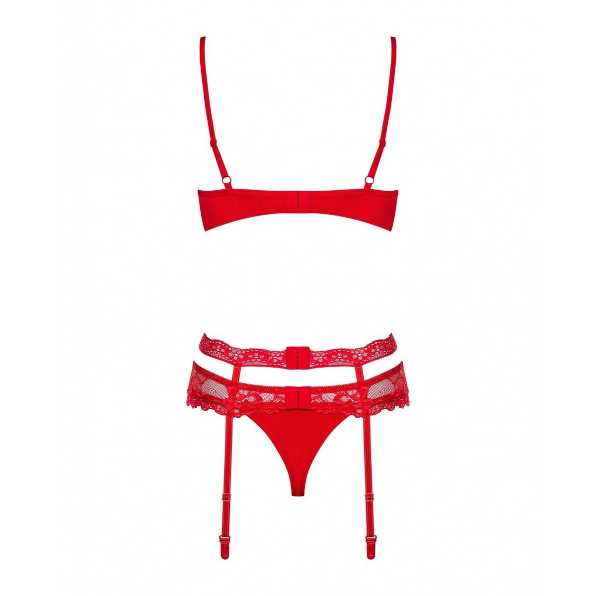 Conjunto de Lencería con Encaje Obsessive Heartina Rojo L/XL