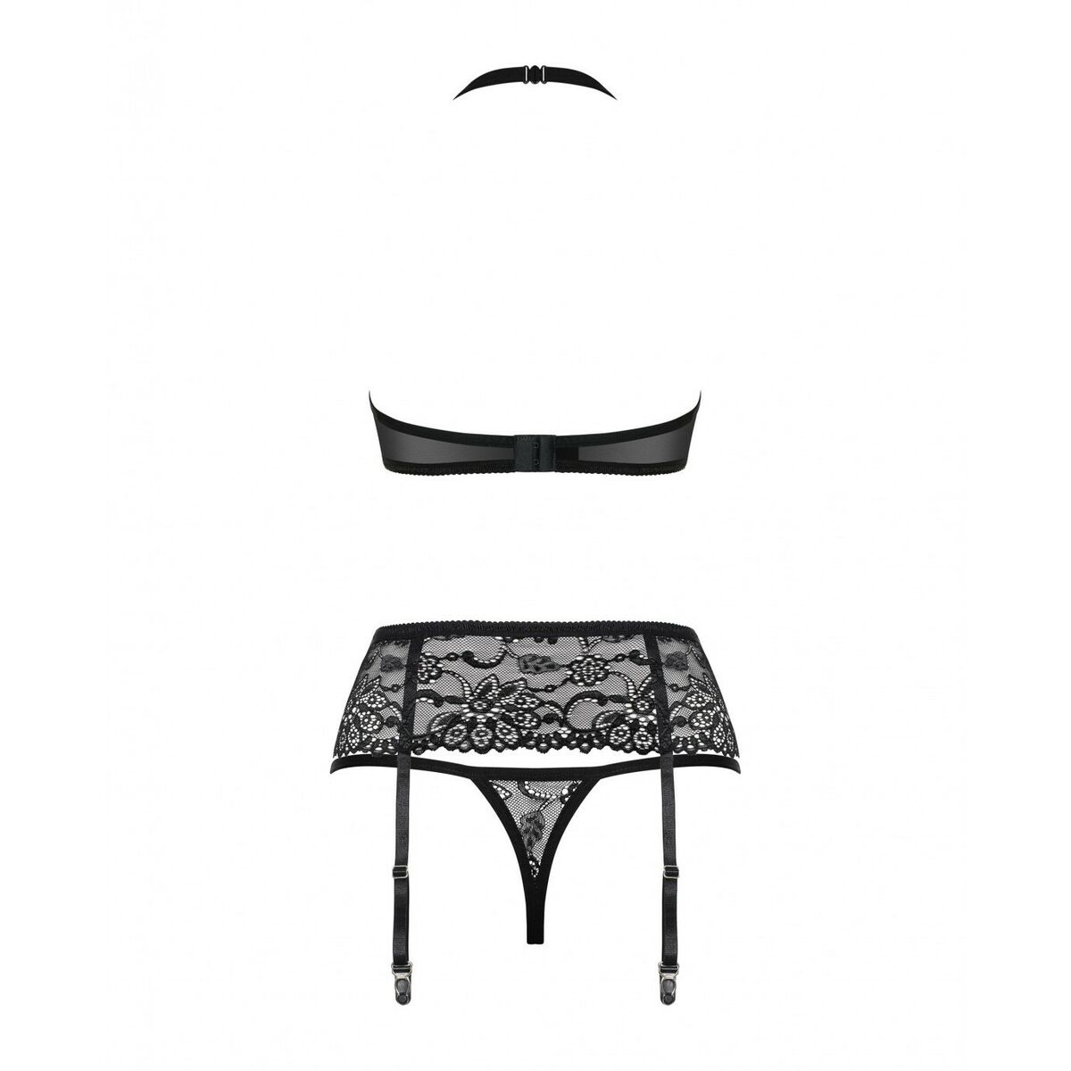 Conjunto de Lencería con Encaje Obsessive 838-SEG-1 Negro S/M