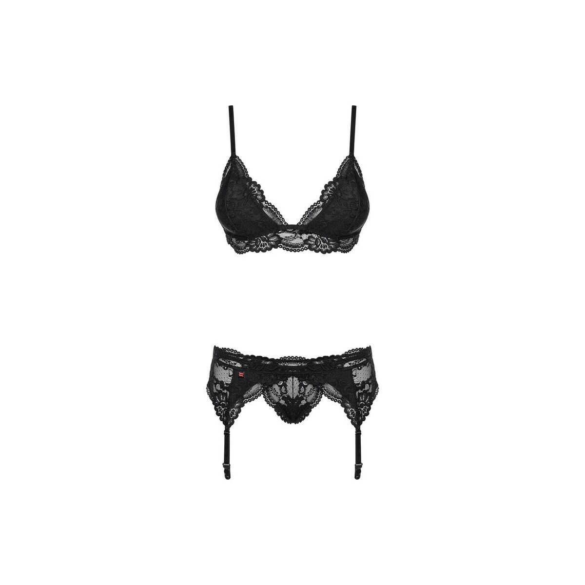 Conjunto de Lencería con Encaje Obsessive 810-SEG-1 Negro S/M