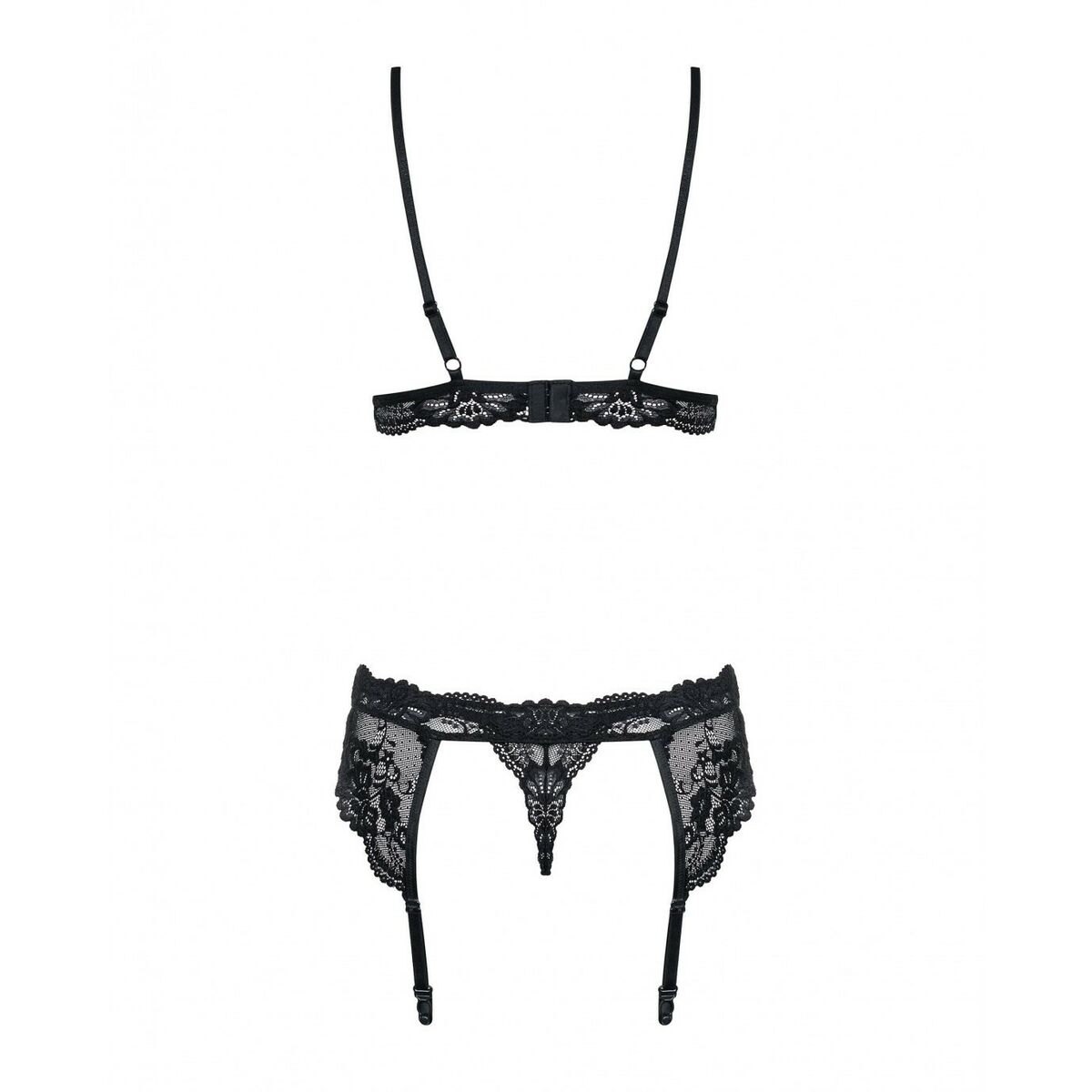 Conjunto de Lencería con Encaje Obsessive 810-SEG-1 Negro S/M