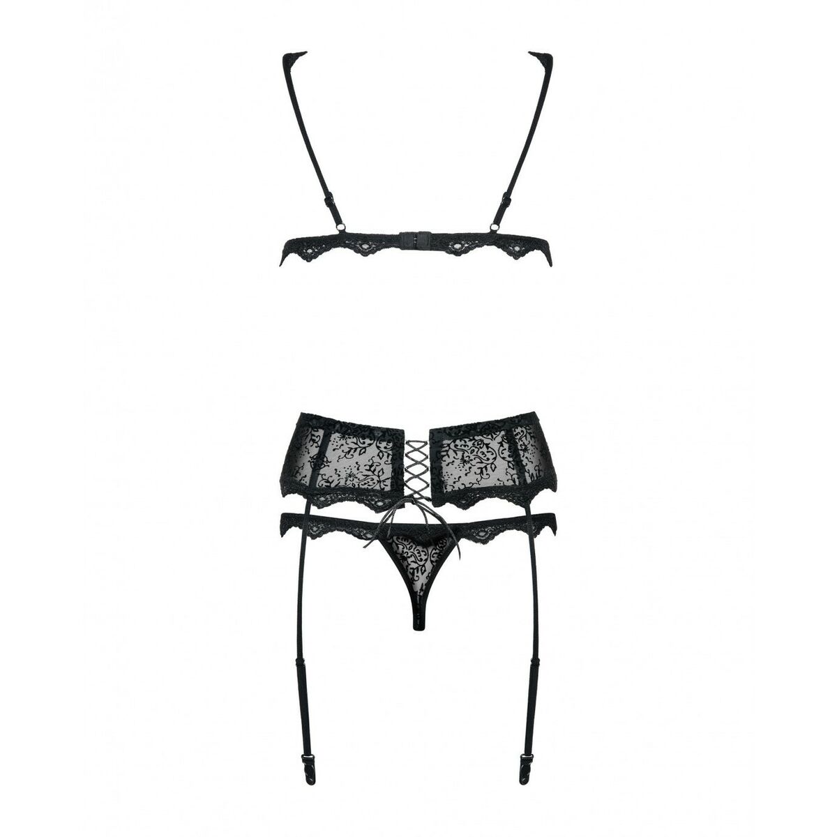 Conjunto de Lencería con Encaje Obsessive Emperita Negro S/M