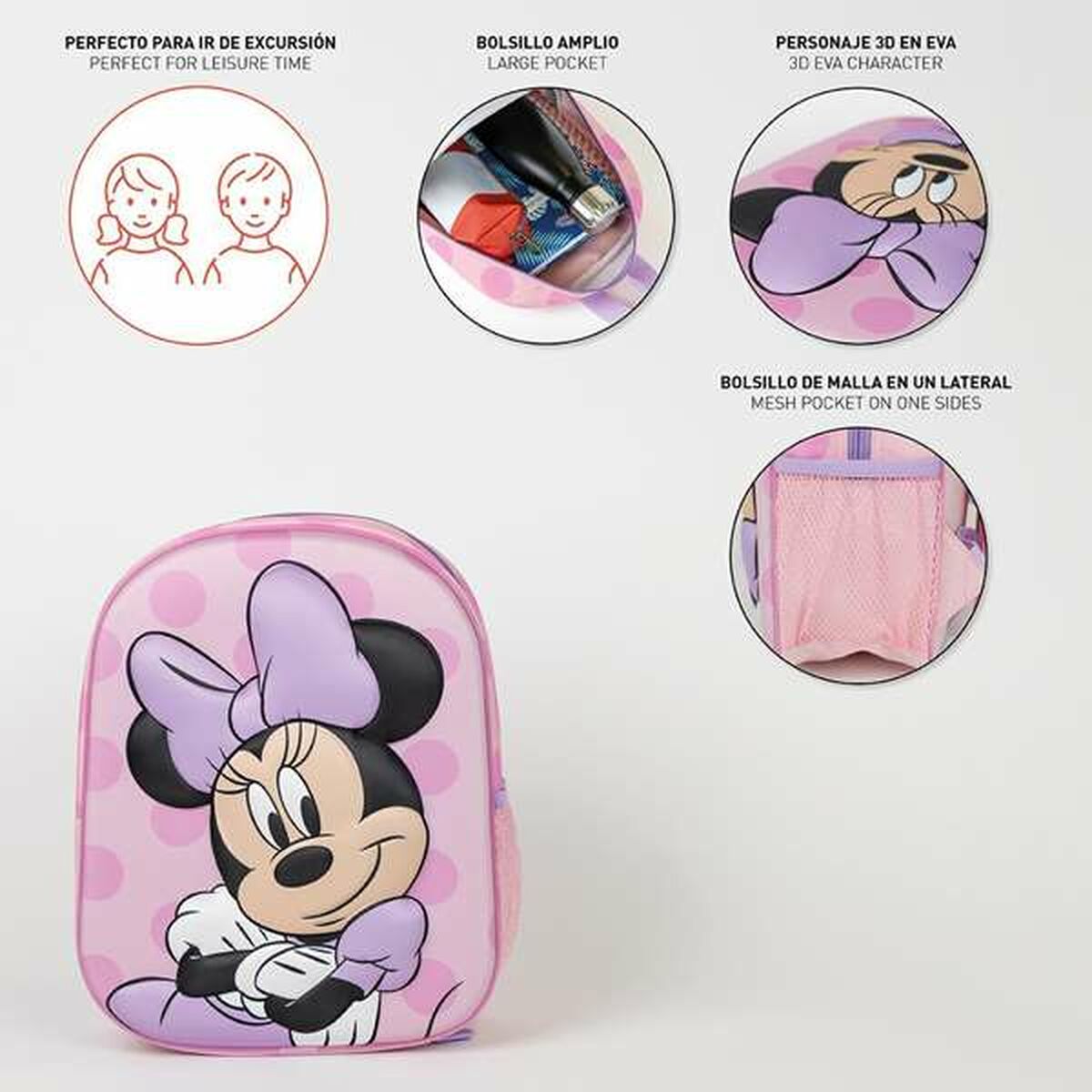 Mochila Escolar 3D Minnie Mouse