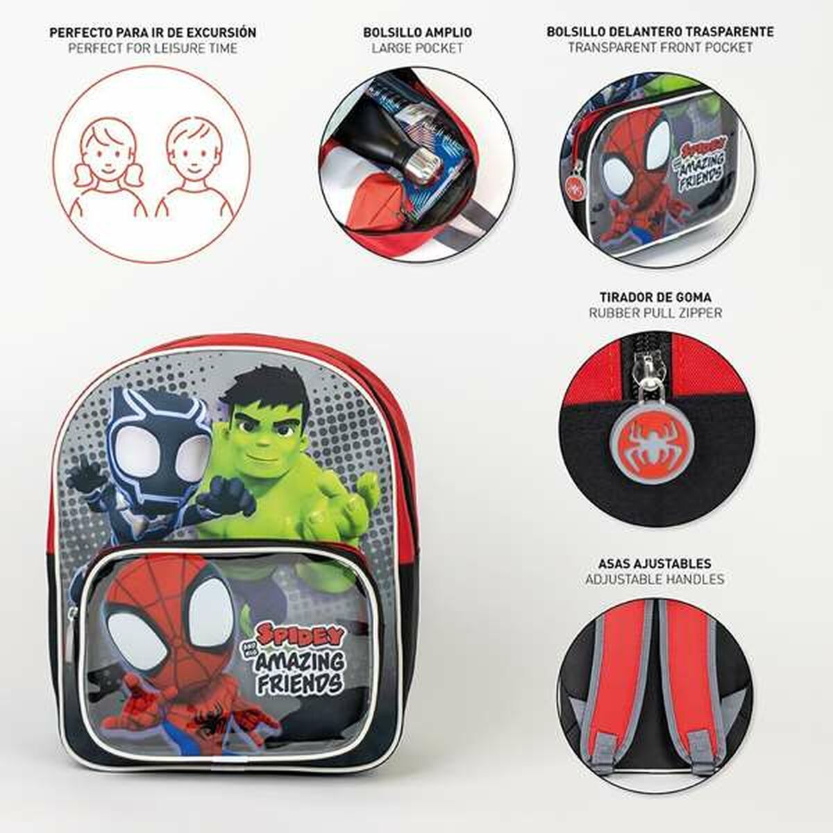 Mochila Escolar Spidey Rojo 25,0 x 30,0 x 1,2 cm