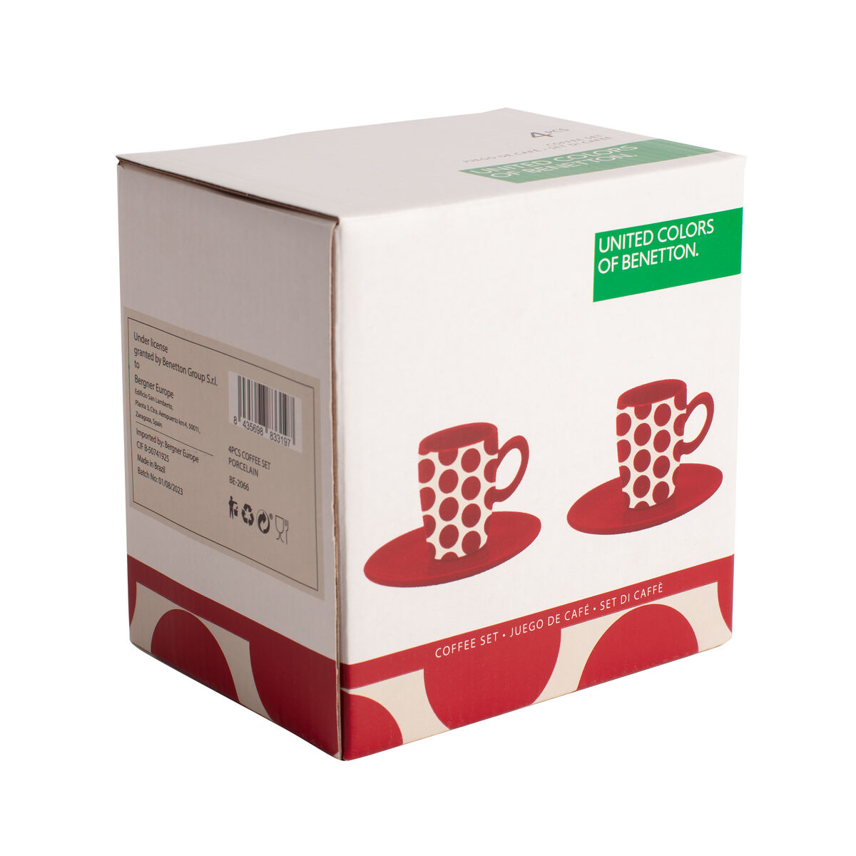 Juego de Café Benetton Rojo Gres Topos 4 Piezas