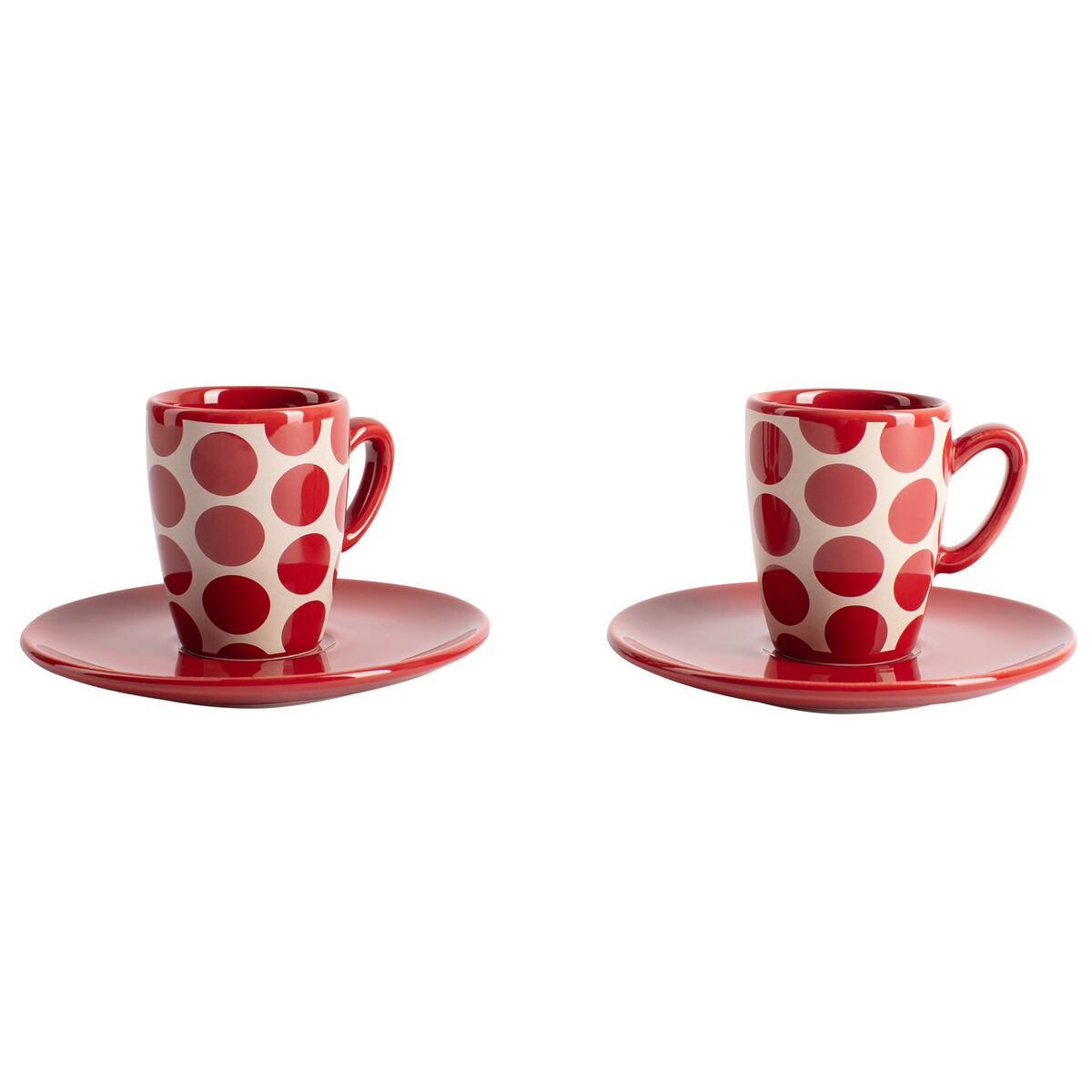 Juego de Café Benetton Rojo Gres Topos 4 Piezas