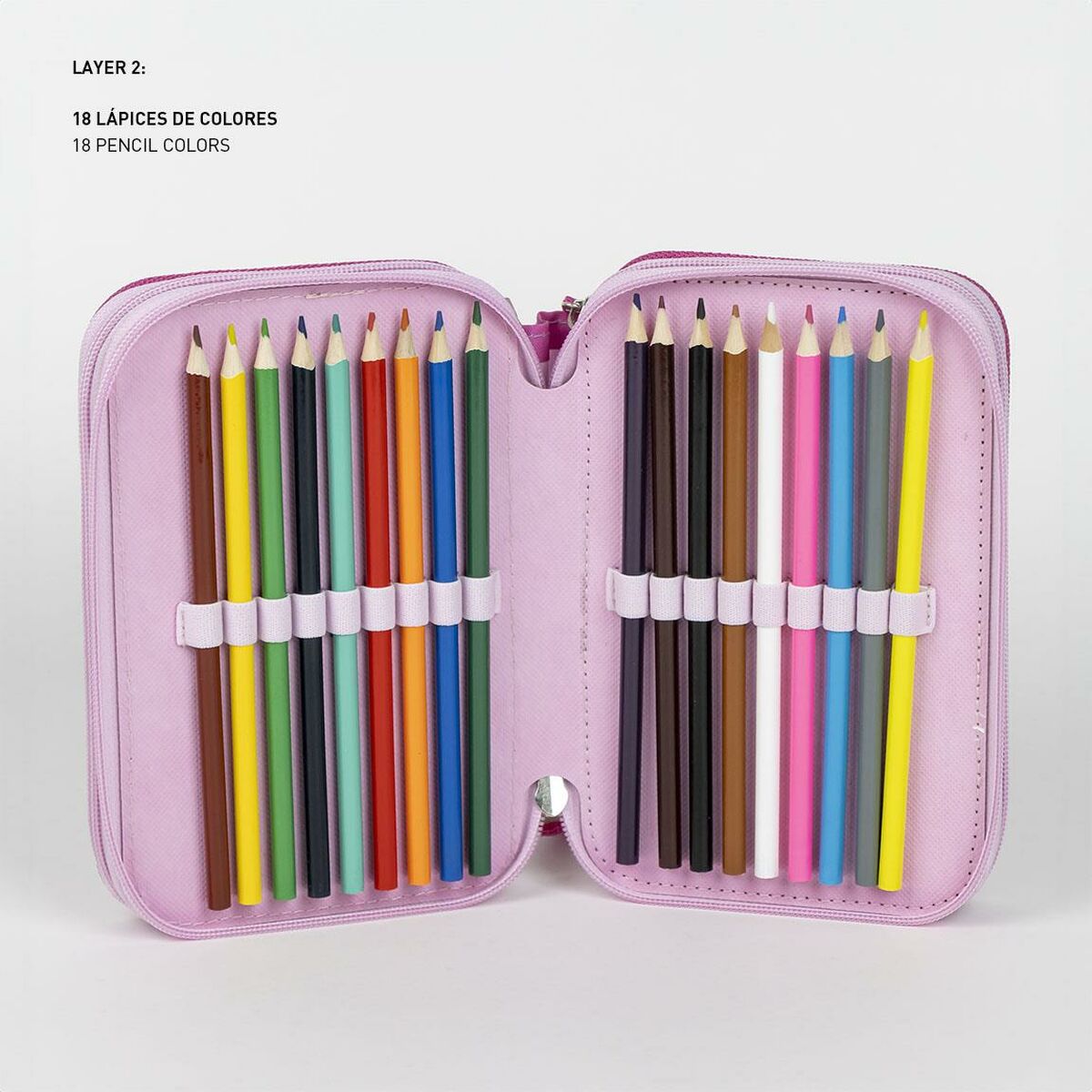 Plumier Triple Minnie Mouse Rosa 12,5 x 6,5 x 19,5 cm