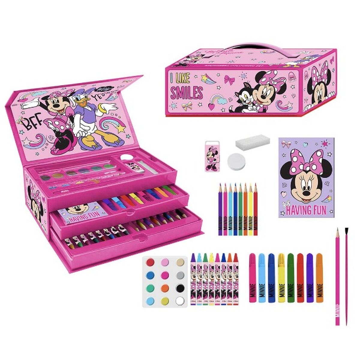 Set de Papelería Minnie Mouse Rosa Maletín