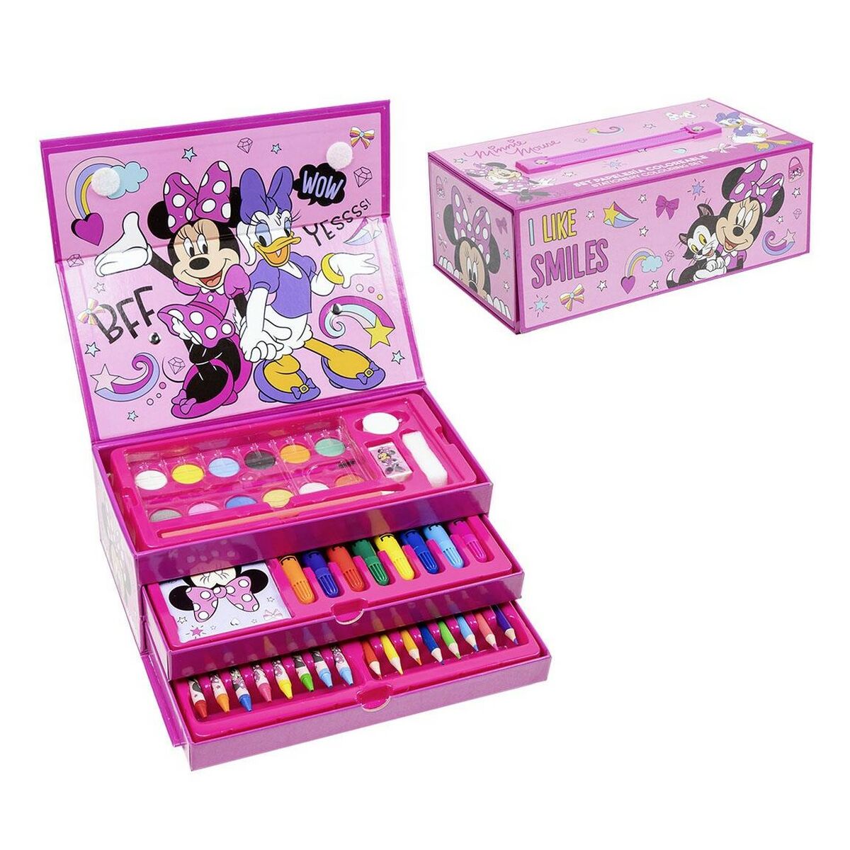 Set de Papelería Minnie Mouse Rosa Maletín