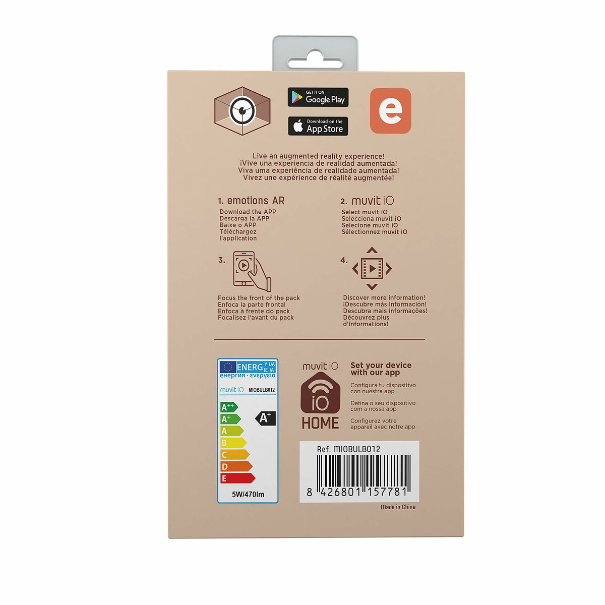 Bombilla Inteligente Muvit MIOBULB012 Wi-Fi 5 W 40 W E27 2700 K 470 lm