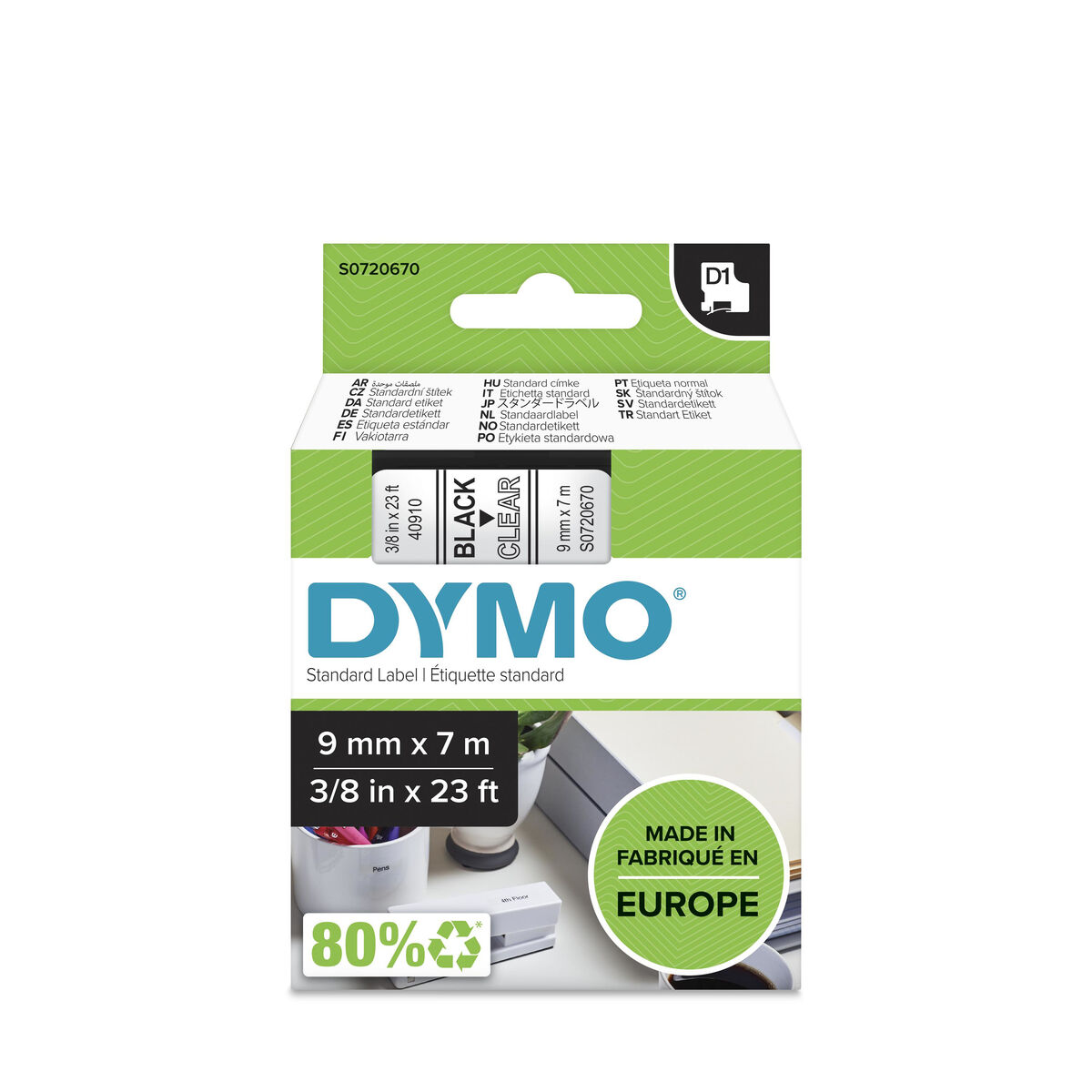 Cinta Laminada para Rotuladoras Dymo LM D1 Negro