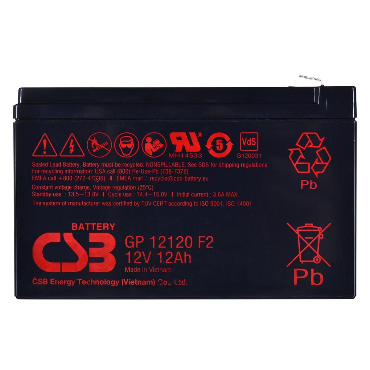 Batería para SAI HITACHI CSB GP12120F2 12000 mAh 12 V