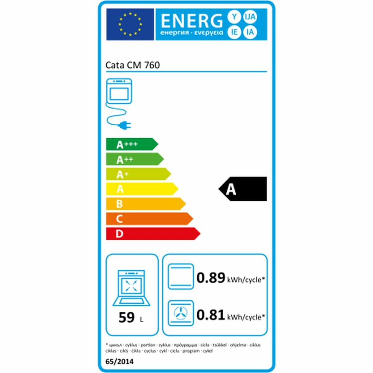Horno Multifunción Cata CM760ASBK 2400 W 59 L