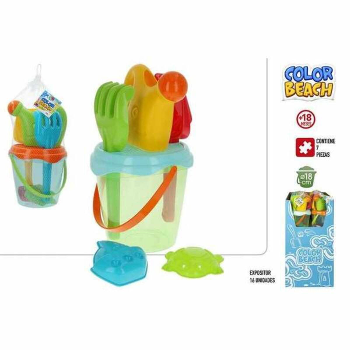 Cubo de Playa Colorbaby Azul Naranja 18 cm
