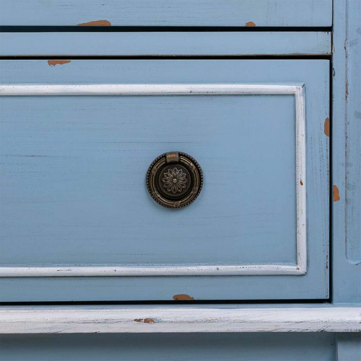 Armario Alexandra House Living Azul Ratán Madera de abeto Madera MDF 42 x 138 x 80 cm