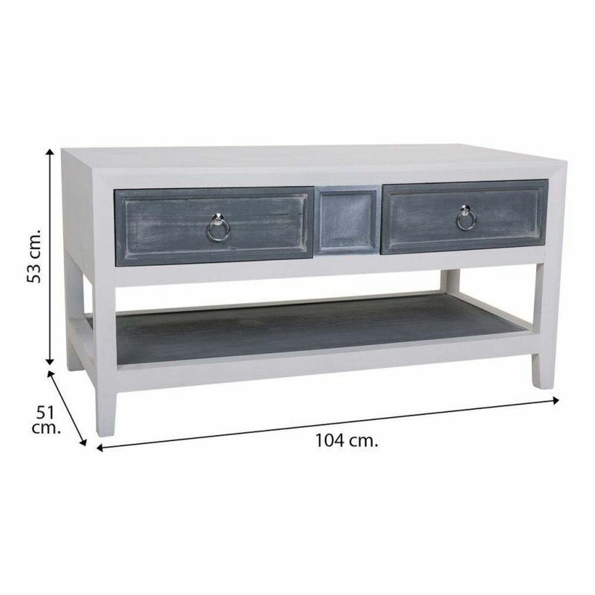 Mesa de Centro Alexandra House Living Blanco Gris 51 x 53 x 104 cm