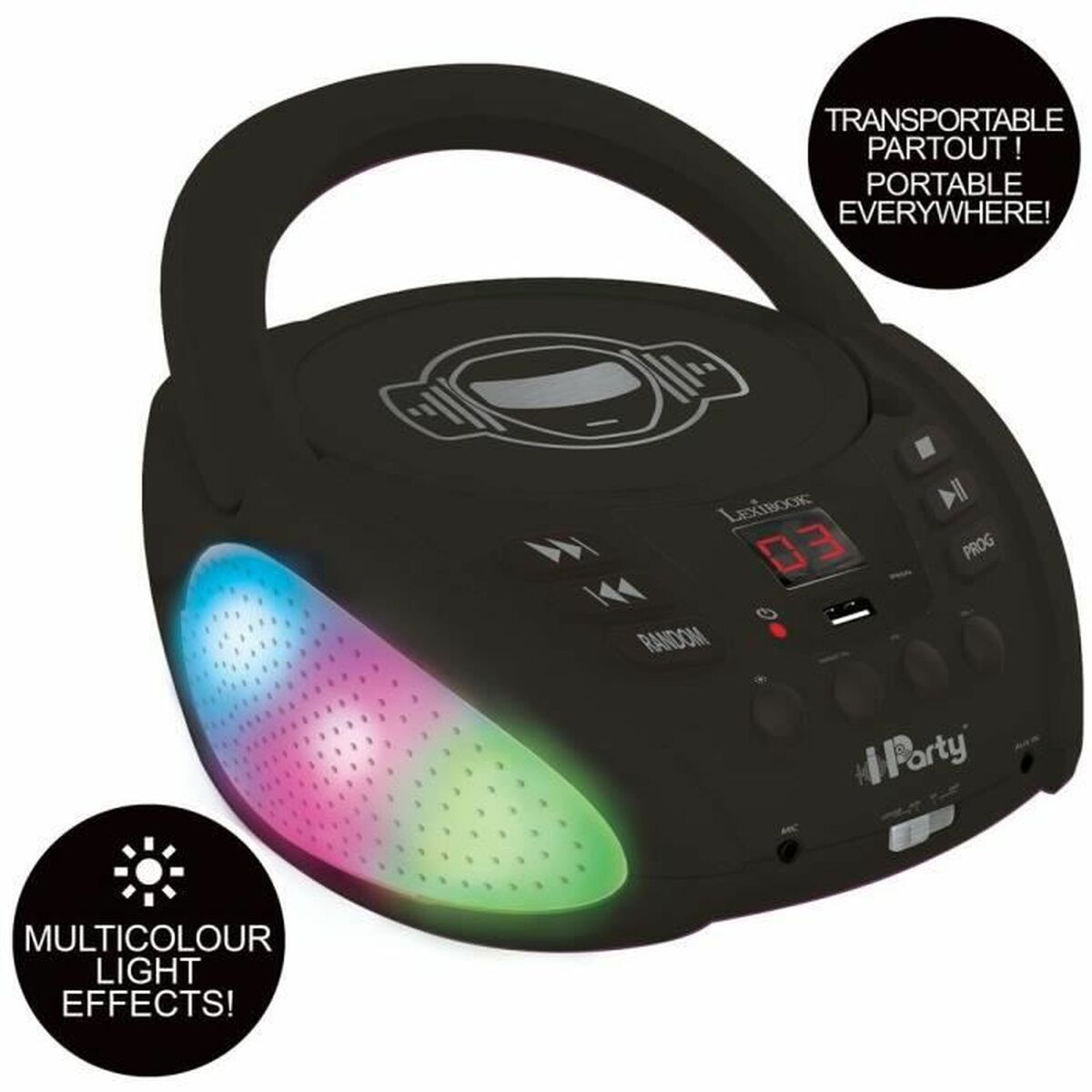 Reproductor CD/MP3 Lexibook iParty Bluetooth 5.0 Negro USB