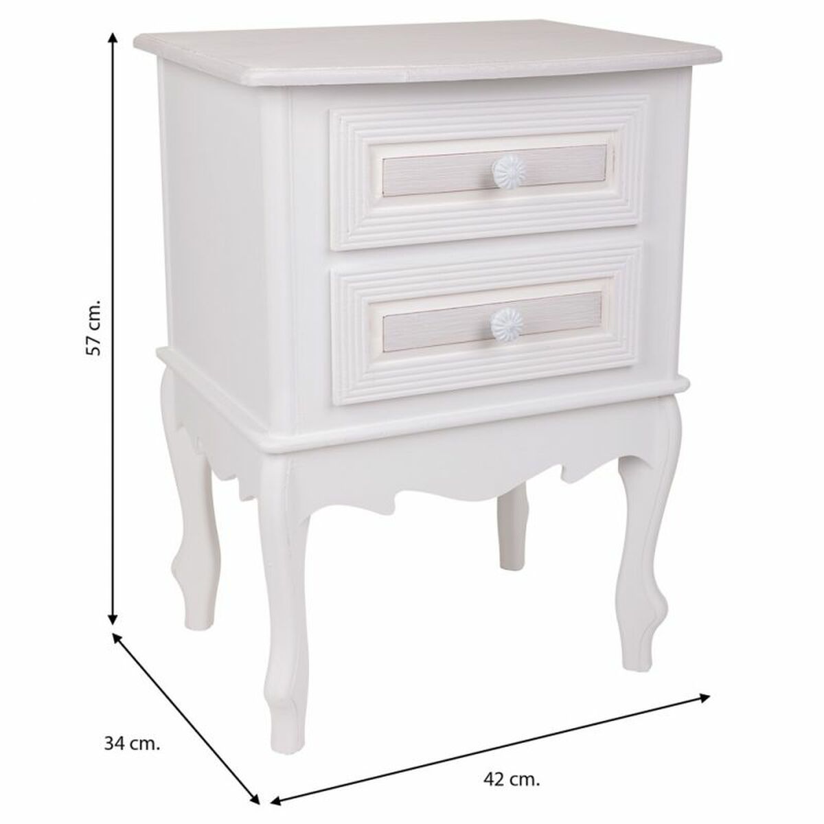 Mesita de Noche Alexandra House Living Blanco 34 x 57 x 42 cm
