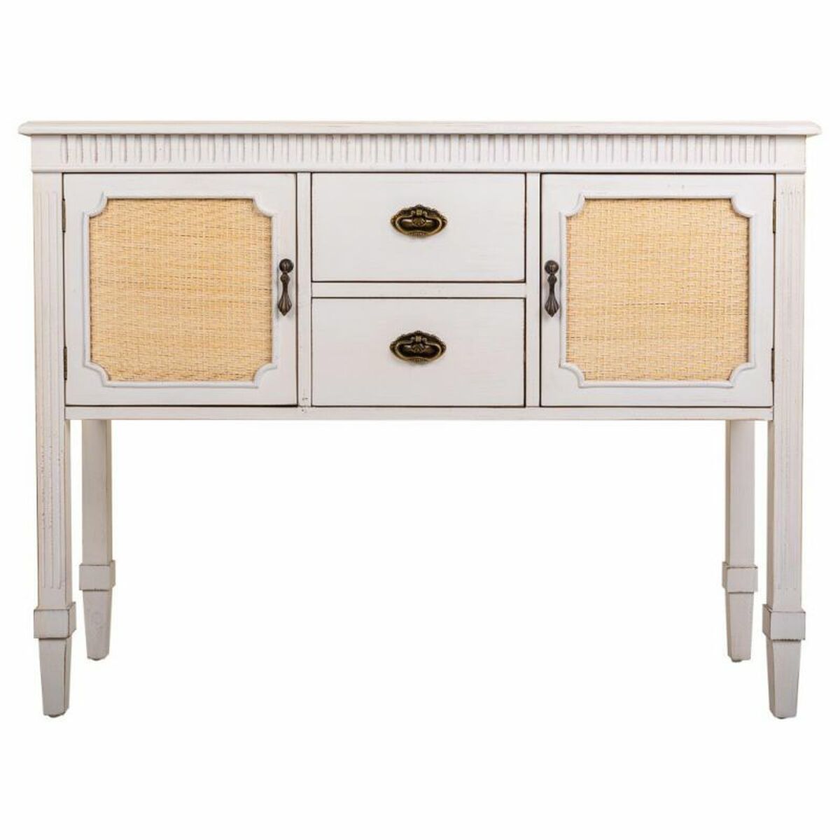 Aparador Alexandra House Living Blanco Ratán Madera de abeto 36 x 82 x 108 cm