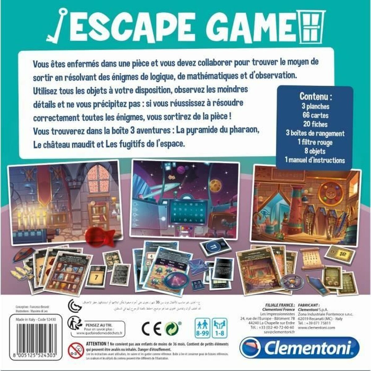 Juego de Mesa Clementoni 52430 Escape Game