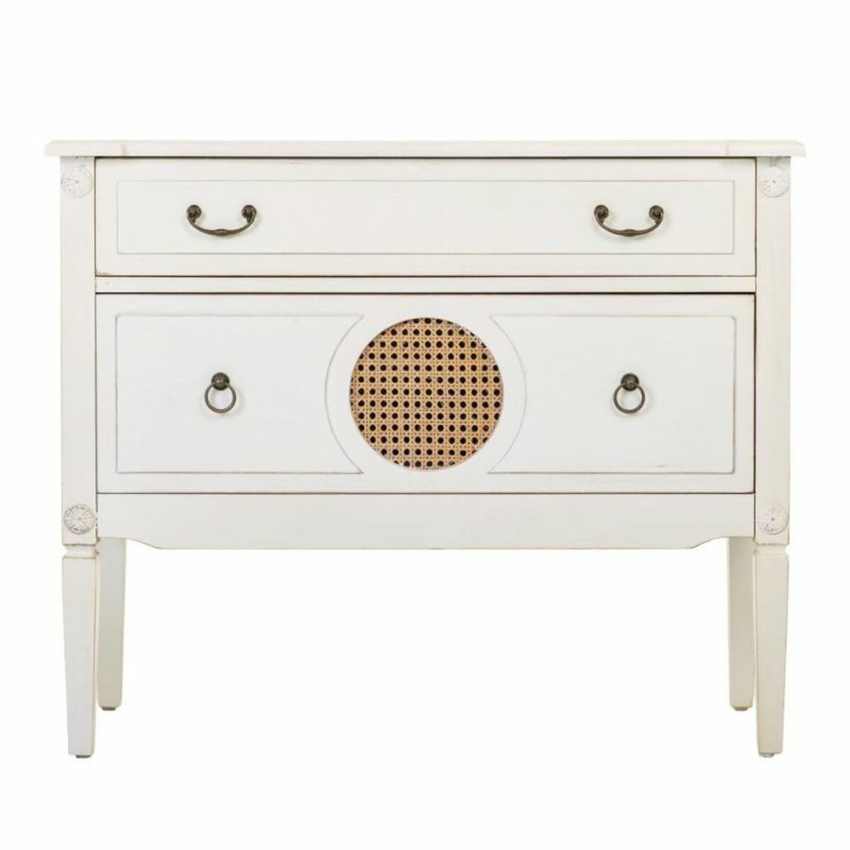 Cómoda Alexandra House Living Blanco Ratán Madera de abeto Madera MDF 72 x 38 x 88 cm