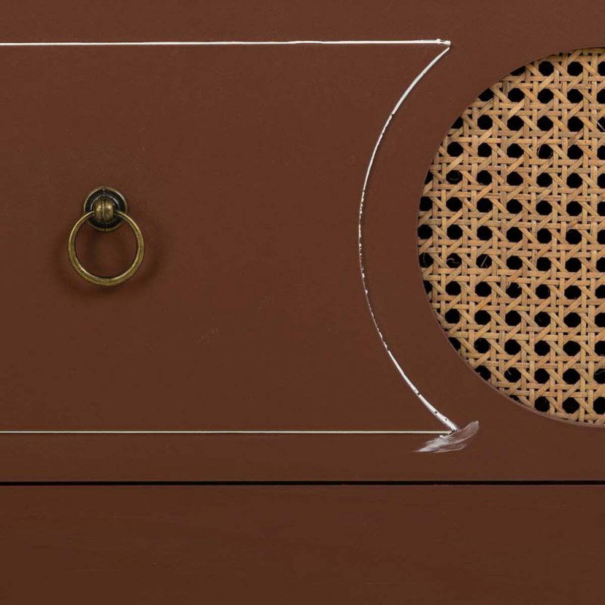 Cómoda Alexandra House Living Marrón Natural Ratán Madera de abeto Madera MDF 38 x 72 x 88 cm