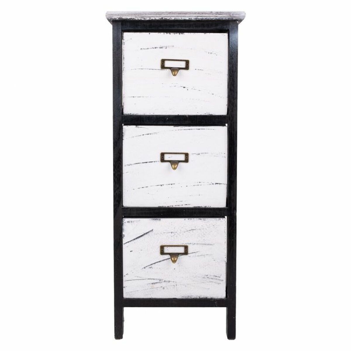 Cajonera Alexandra House Living Blanco Negro Madera de Paulonia 32 x 63 x 26 cm