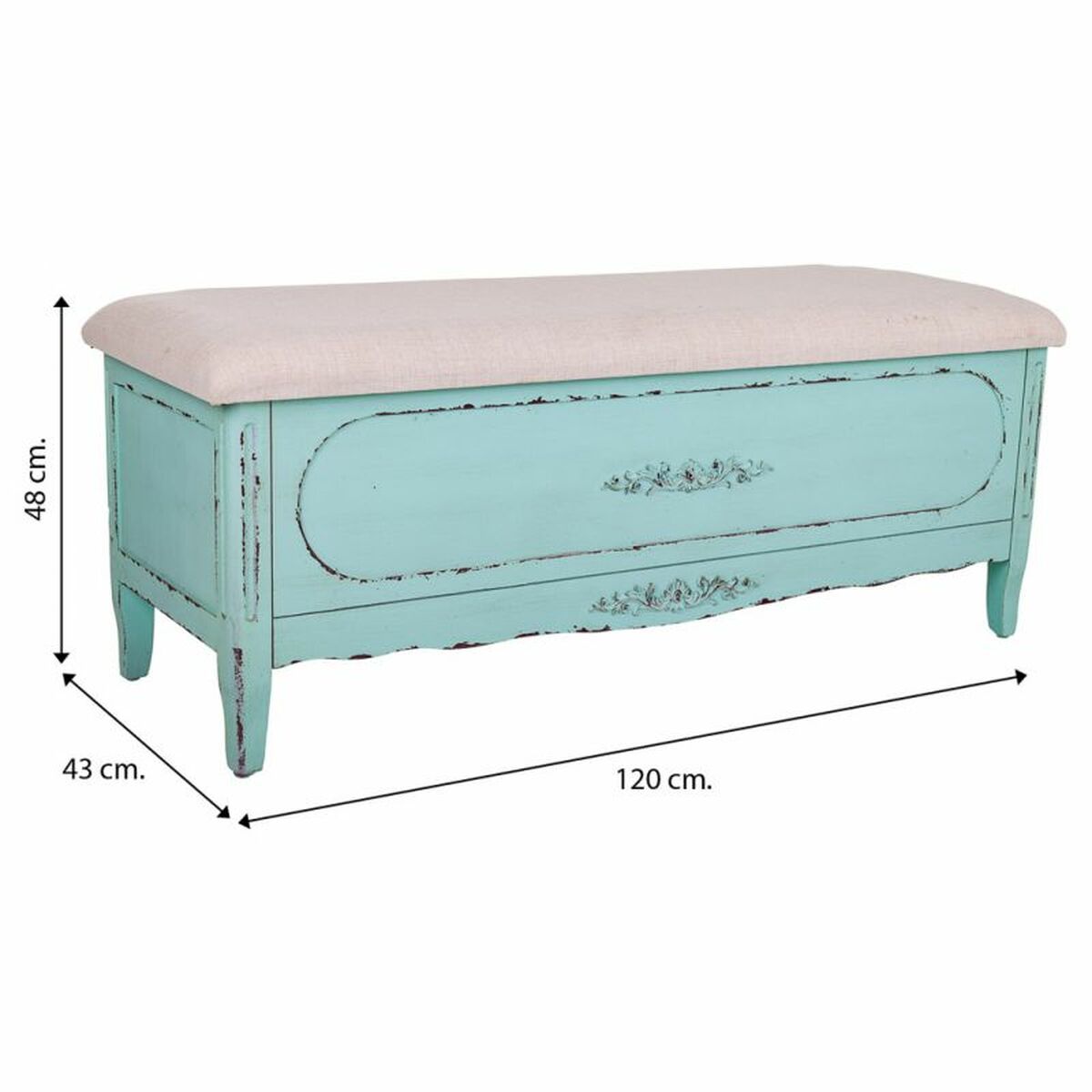 Banqueta Alexandra House Living Azul Esponja Madera de abeto Madera MDF 43 x 48 x 120 cm