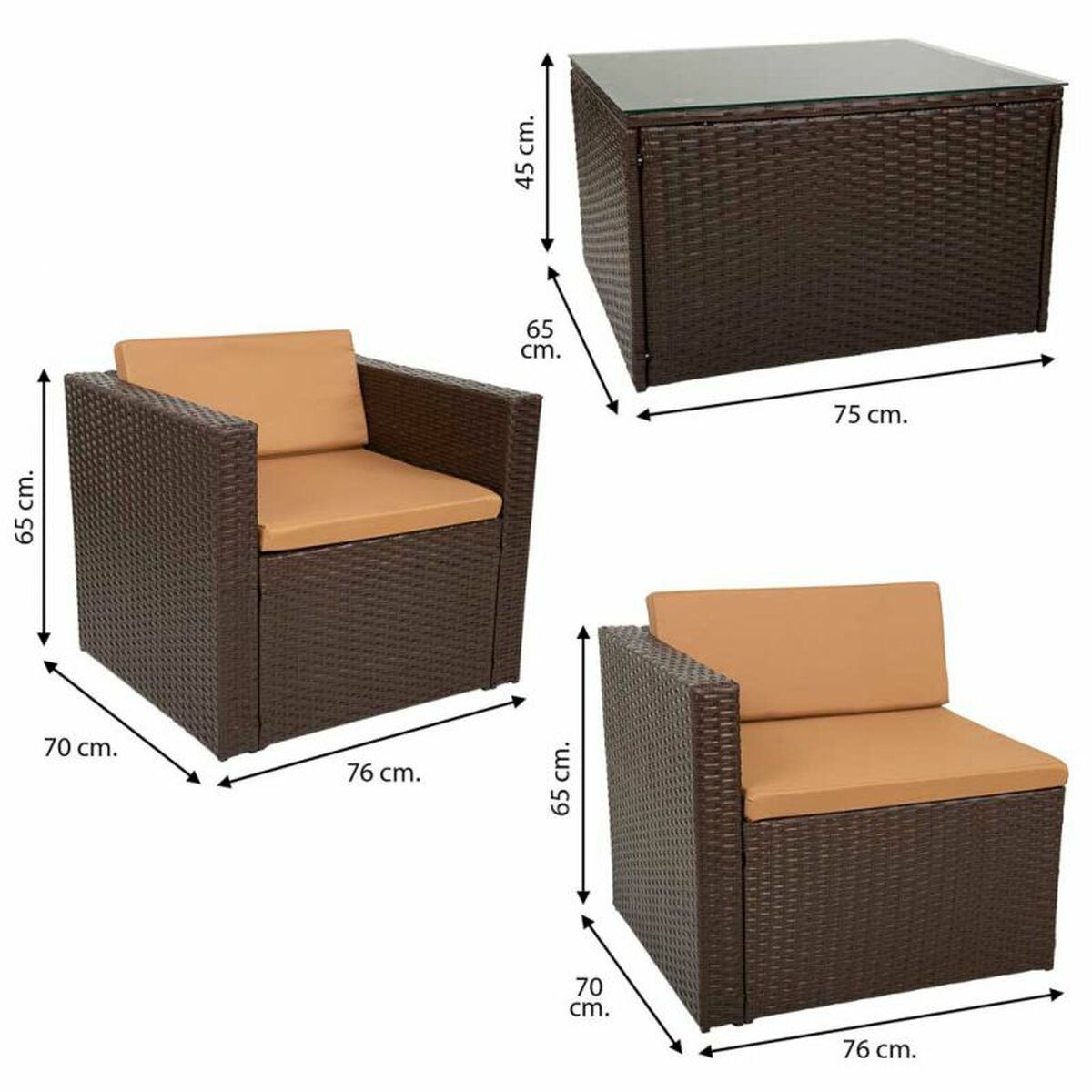 Muebles de Jardín Alexandra House Living Marrón 65 x 45 x 75 cm 4 Piezas