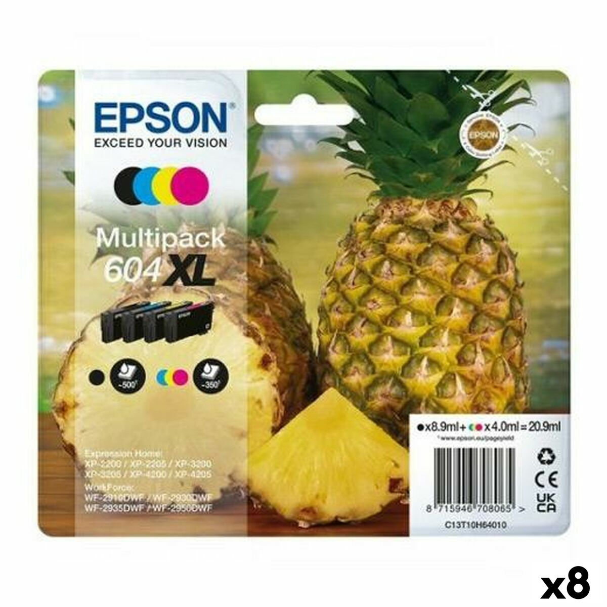 Cartucho de Tinta Original Epson XP-2200 WF-2910DWF 604XL Negro/Cian/Magenta/Amarillo (8 Unidades)