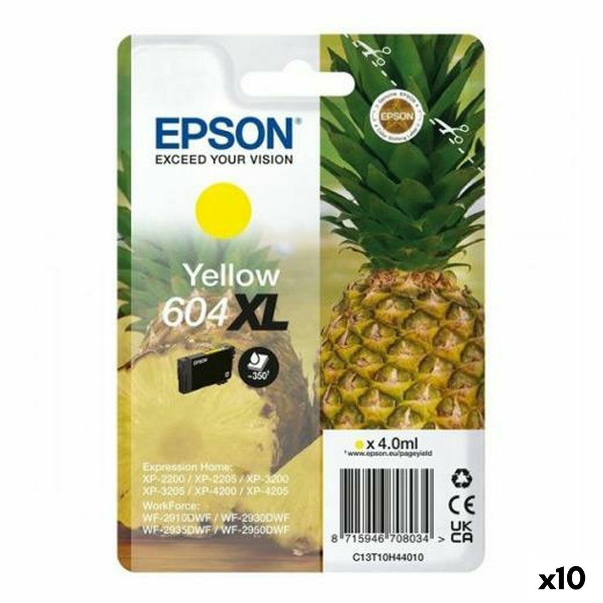 Cartucho de Tinta Original Epson XP-2200 WF-2910DWF Amarillo (10 Unidades)