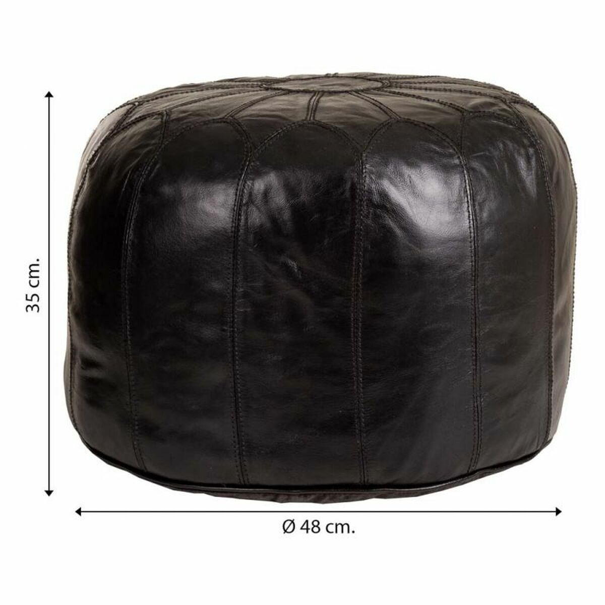 Puff Alexandra House Living Negro Cuero 48 x 35 x 48 cm