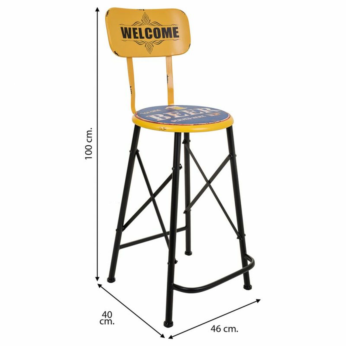 Taburete Alexandra House Living Amarillo Hierro 40 x 100 x 46 cm