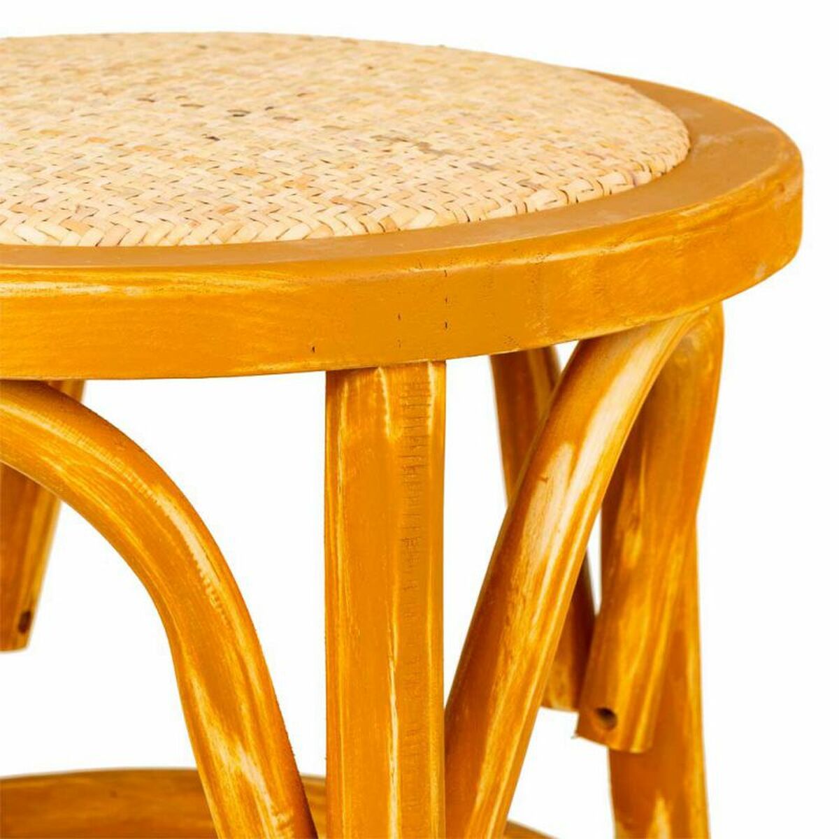 Taburete Alexandra House Living Marrón Madera Ratán 40 x 45 x 40 cm