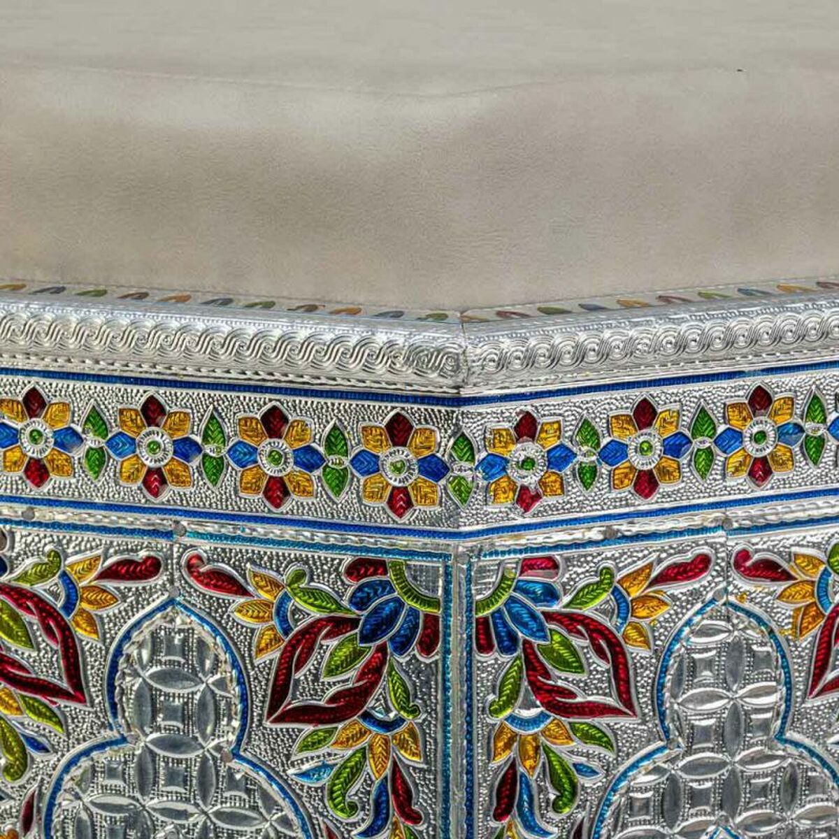 Taburete Alexandra House Living Azul Aluminio Madera MDF 11 x 42 x 38 cm