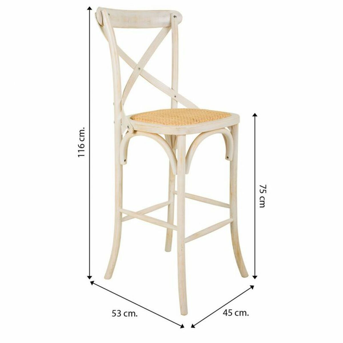 Taburete Alexandra House Living Blanco Ratán 53 x 116 x 45 cm