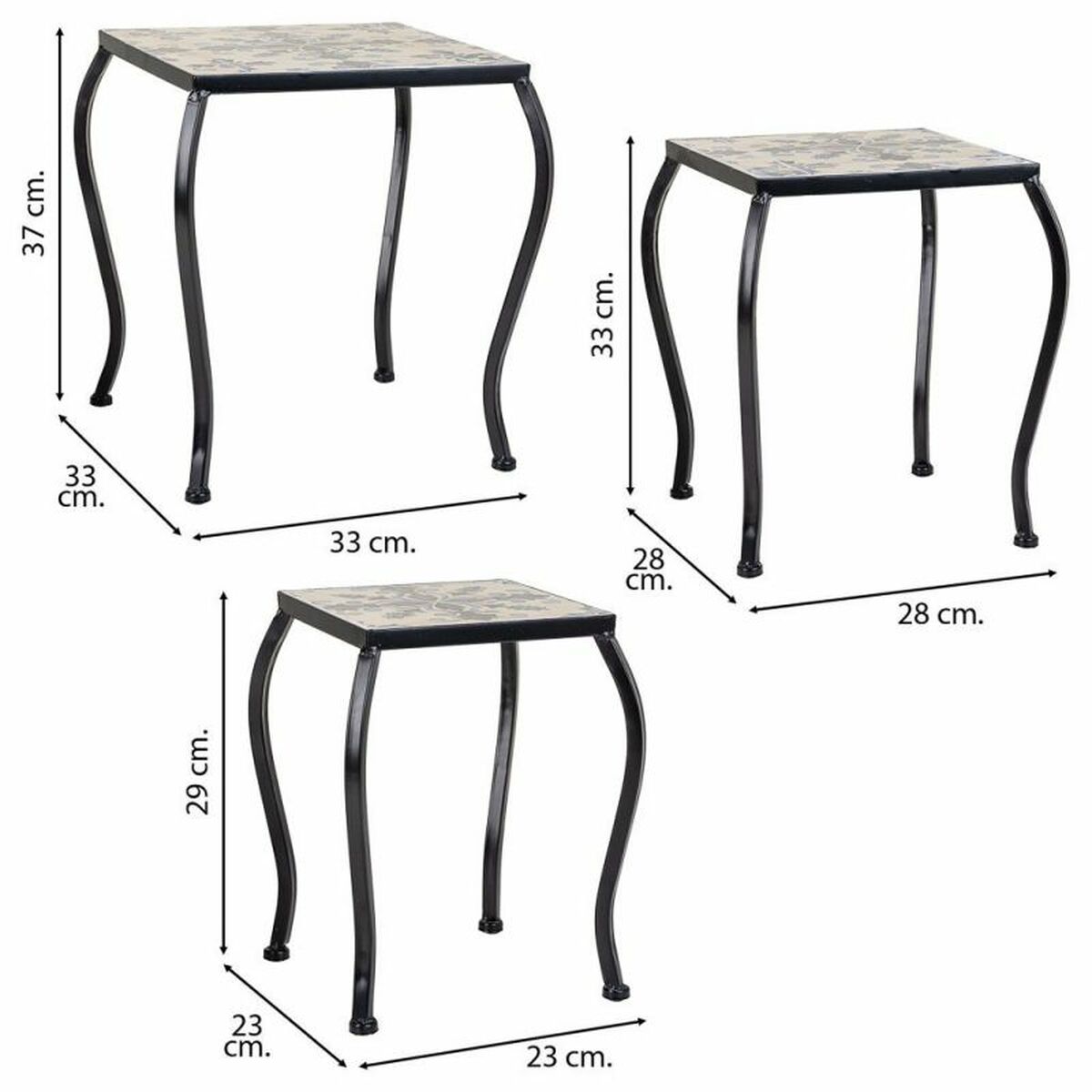 Soporte para Maceta Alexandra House Living Negro Hierro Azulejo 33 x 37 x 33 cm 3 Piezas