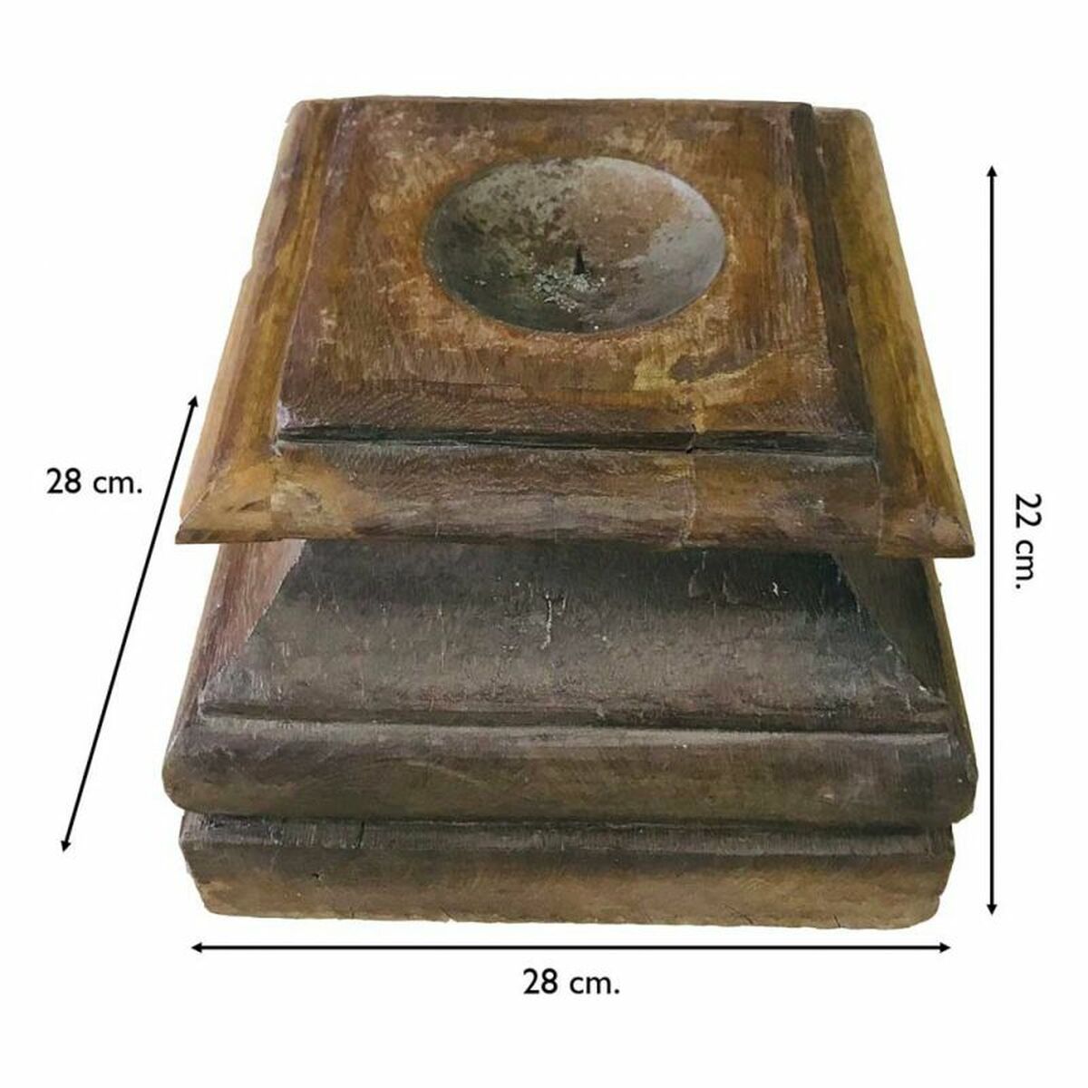 Candelero Alexandra House Living Madera Reciclada 28 x 22 x 28 cm