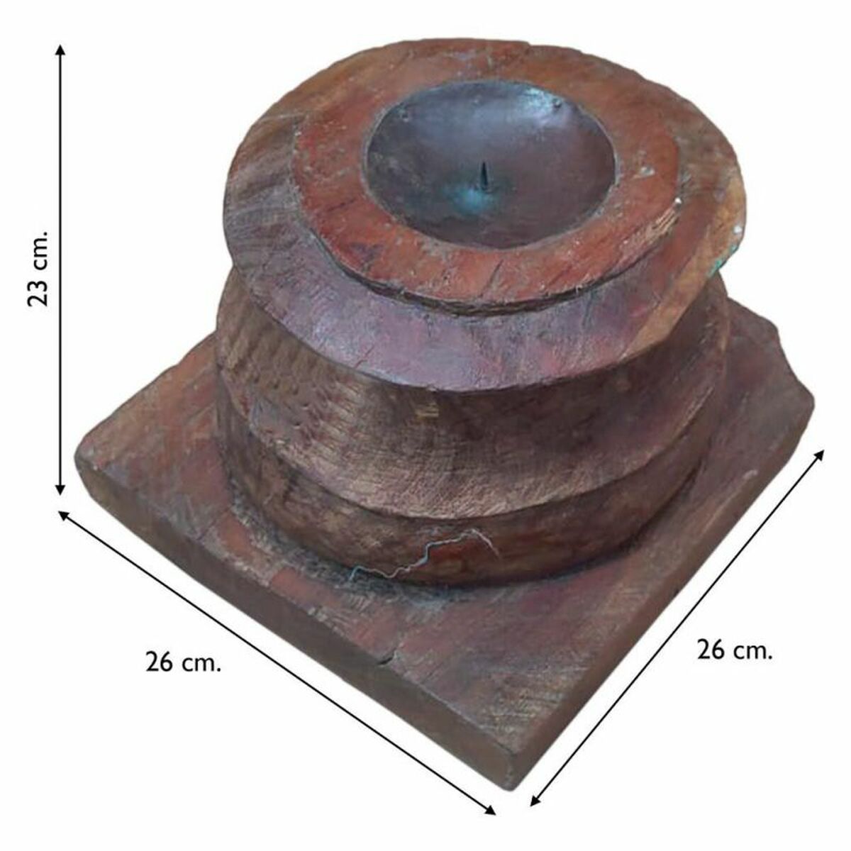 Candelero Alexandra House Living Marrón Madera Reciclada 26 x 23 x 26 cm