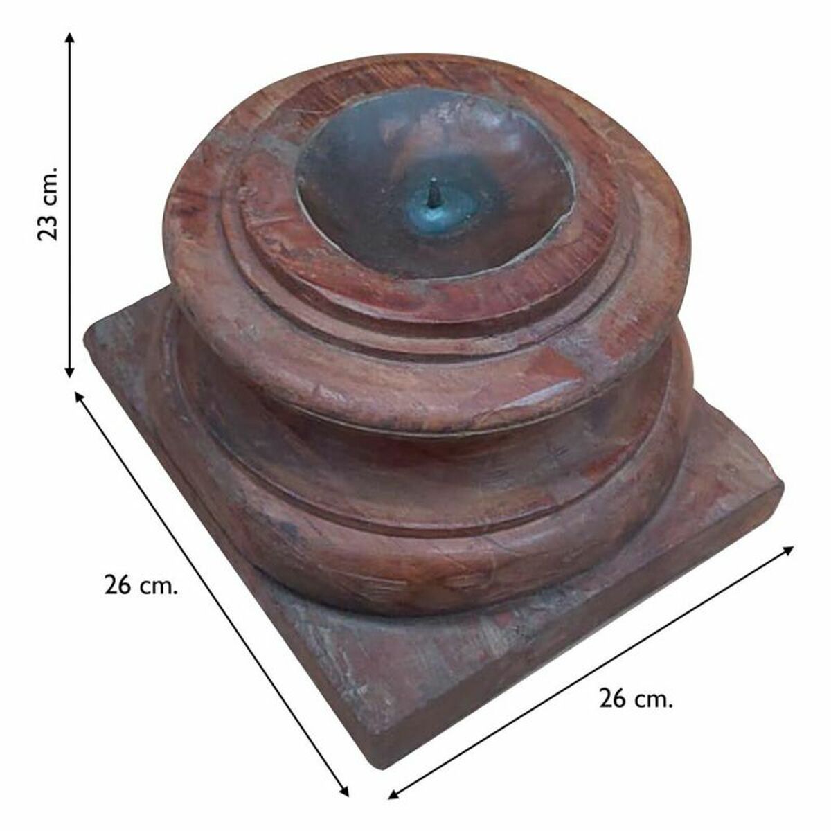 Candelero Alexandra House Living Marrón Madera Reciclada 26 x 23 x 26 cm