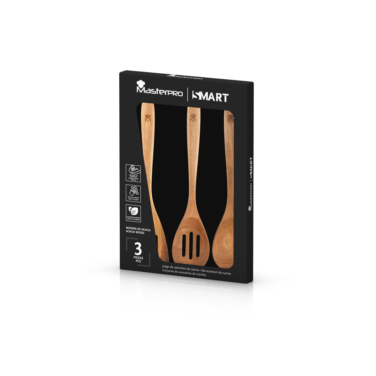 Juego de Utensilios de Cocina Masterpro Madera de acacia Marrón 3 Piezas