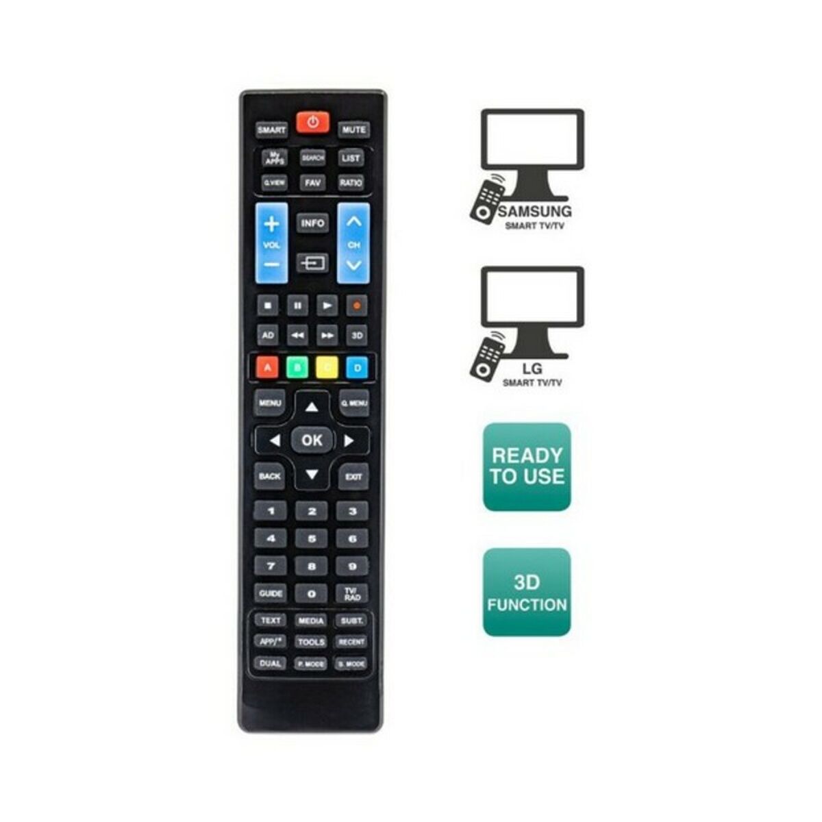 Mando a Distancia para Smart TV Ewent EW1575 Negro