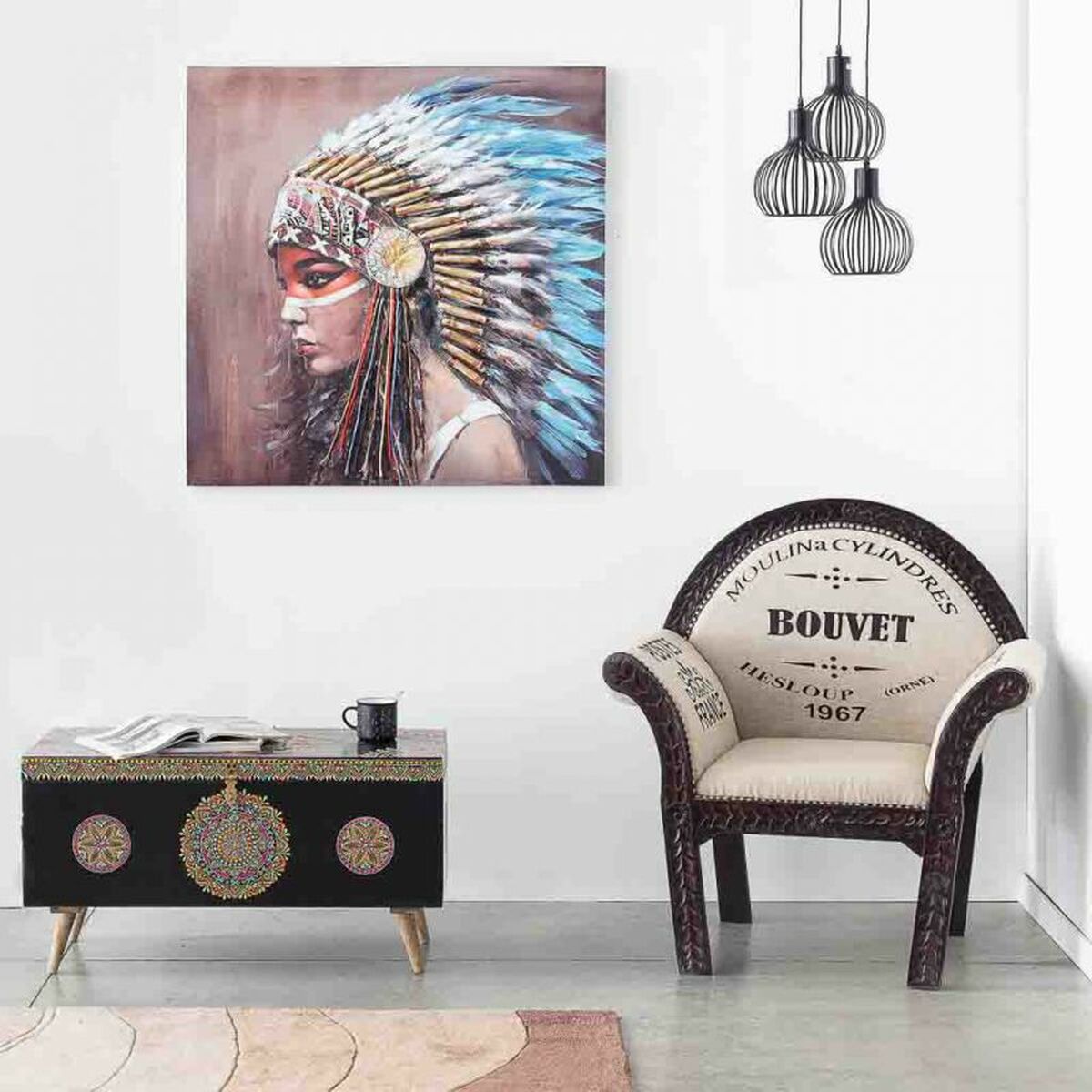 Cuadro Alexandra House Living Life Lienzo Madera de abeto 100 x 3 x 100 cm