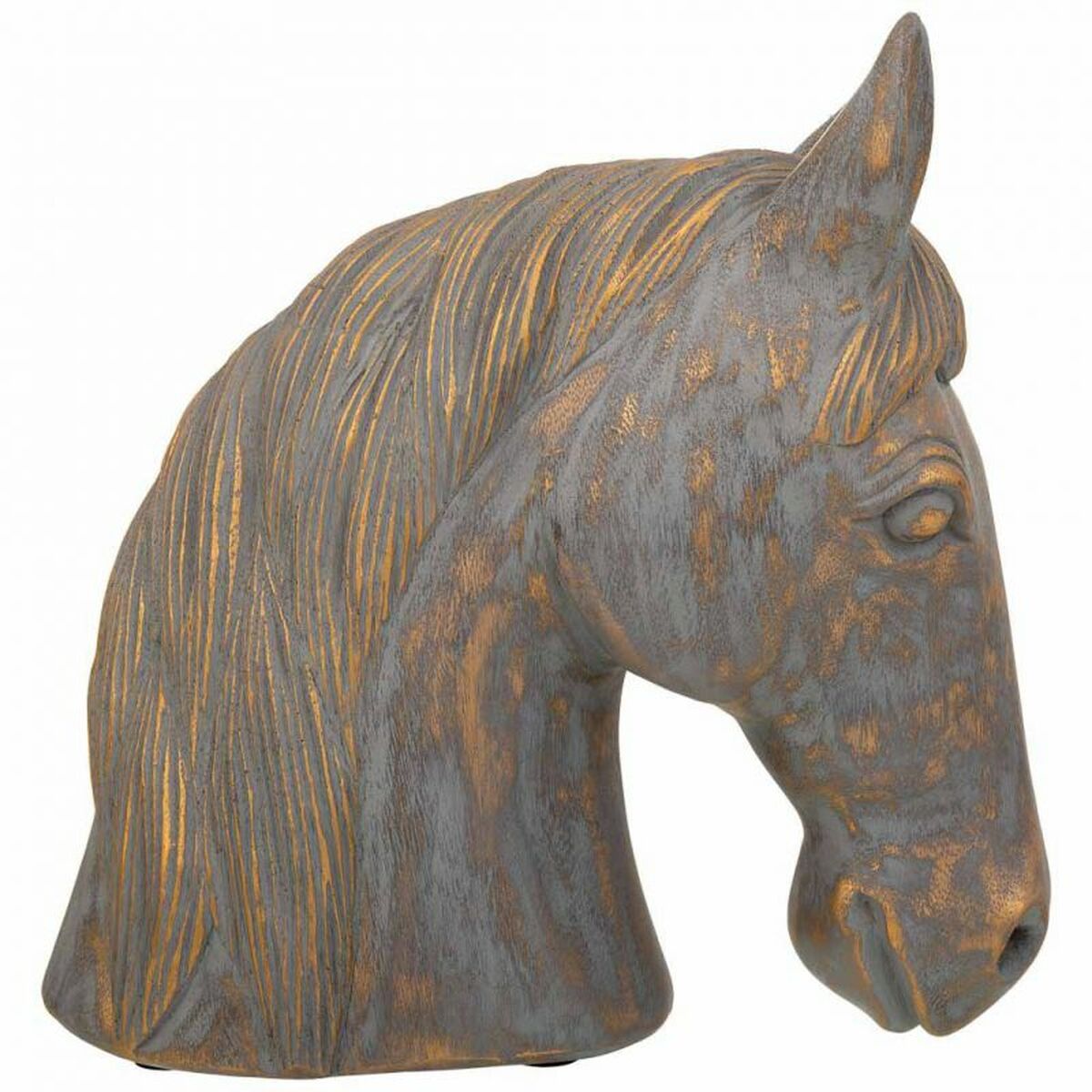 Figura Decorativa Alexandra House Living Gris Dorado Caballo 15 x 31 x 31 cm