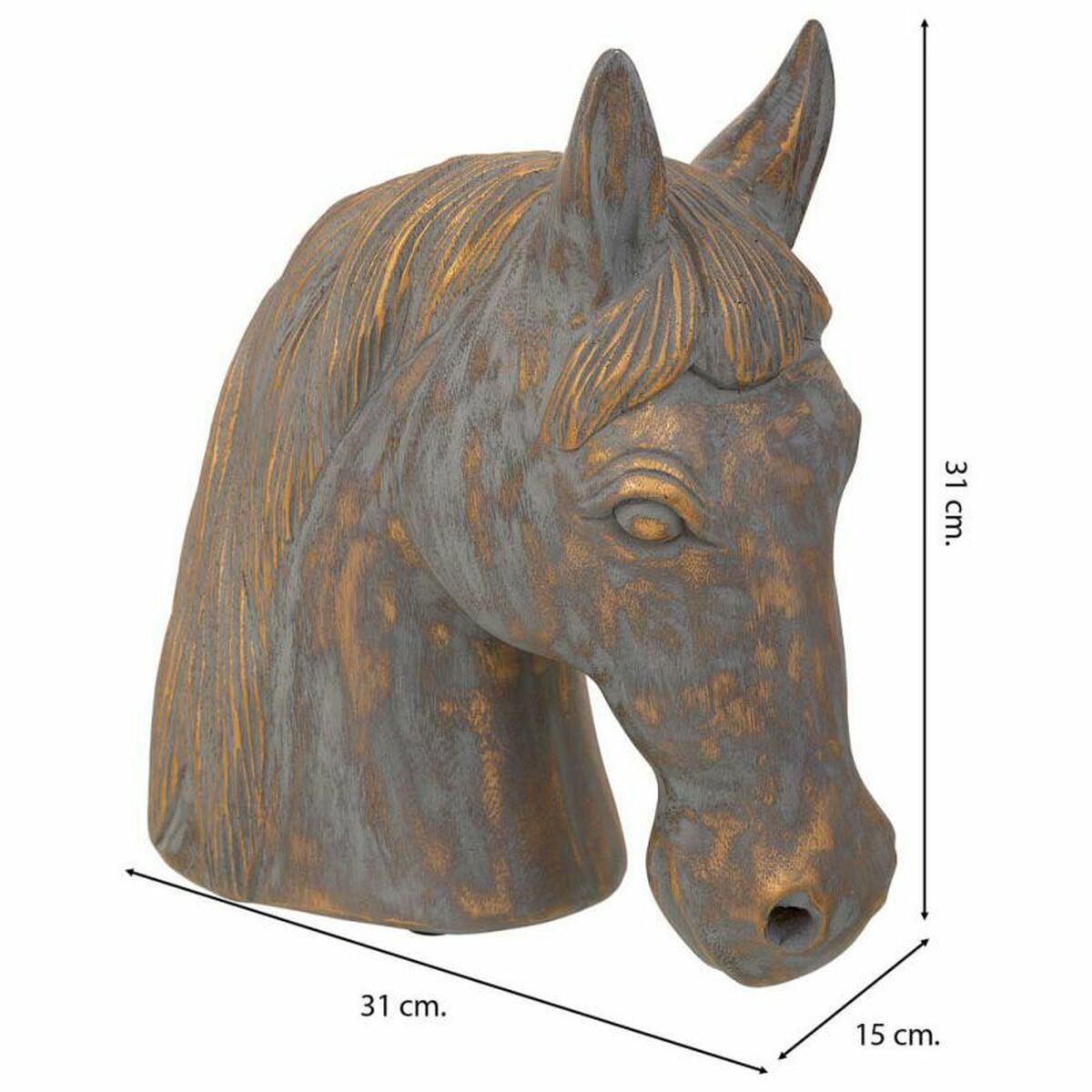 Figura Decorativa Alexandra House Living Gris Dorado Caballo 15 x 31 x 31 cm