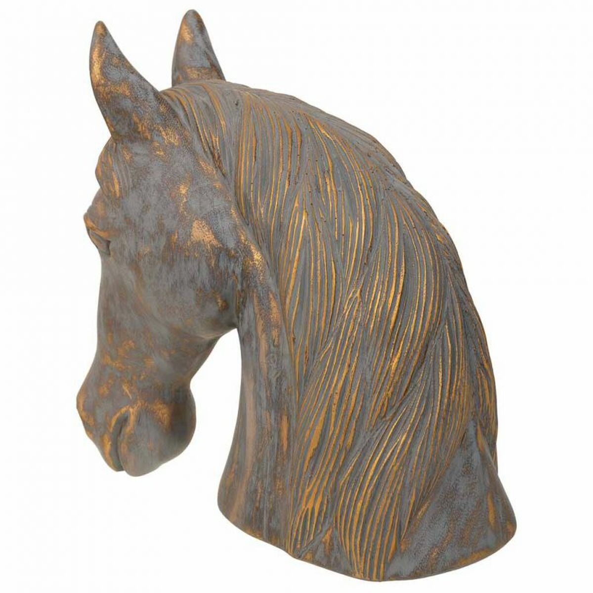 Figura Decorativa Alexandra House Living Gris Dorado Caballo 15 x 31 x 31 cm